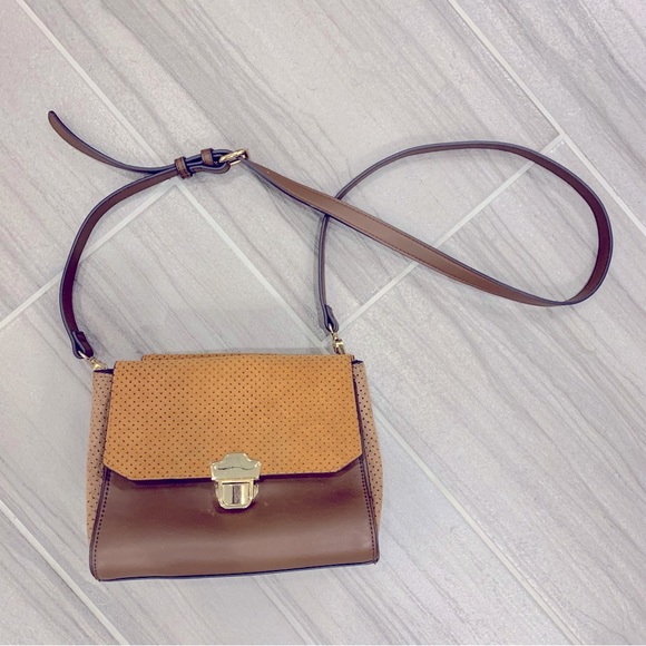 Mango Handbags - Mango Brand Brown and Tan Crossbody Mini Flap Bag